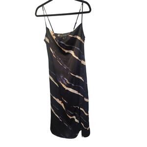 BP+Fang Med Black Beige‎ Peach Y2K Stripe Slip Midi Dress Boho Whimsigoth Fairy